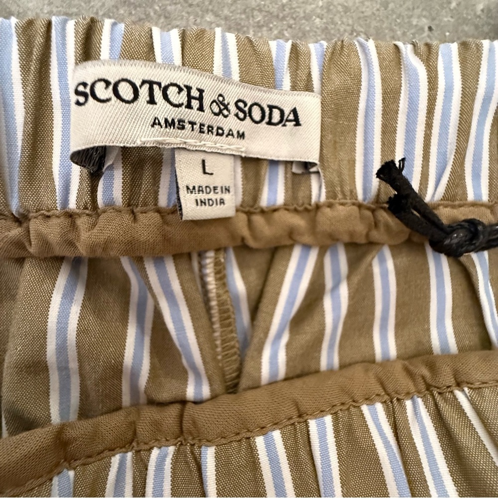 NWT Scotch & Soda Striped Easy Drawstring Shorts Martini Olive Size Large - Picture 8 of 11